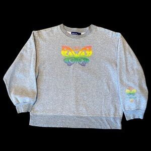 00s Y2K Limited Too Rainbow Butterfly Crewneck Grey Sz Girls L 14 16 Womens XS/S
